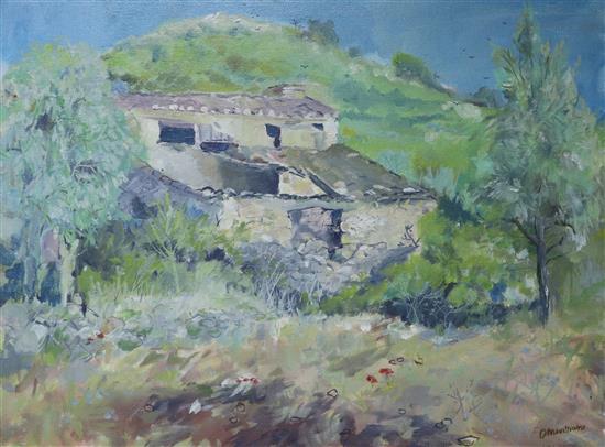 Diane Williams, oil on canvas, Spanish farmhouse in a landscape, signed, 45 x 60cm